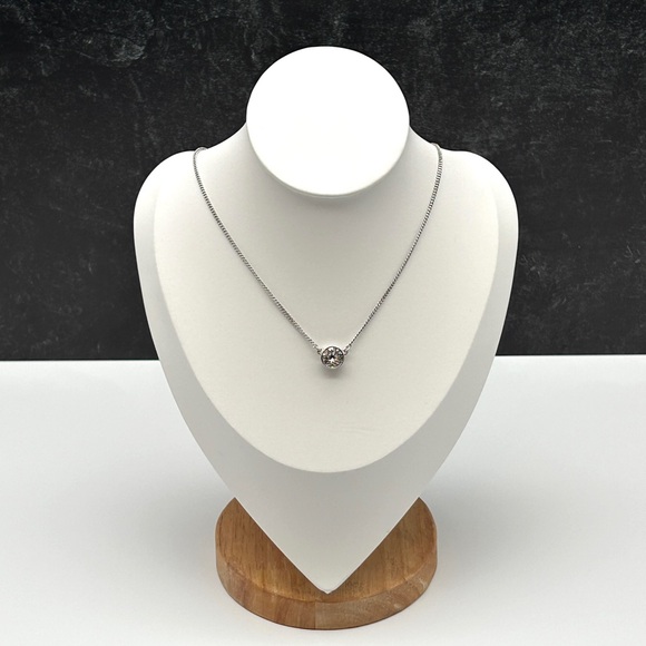Givenchy Classic Silver Tone Crystal Pendant Necklace 16-18” EEUC - Picture 2 of 10